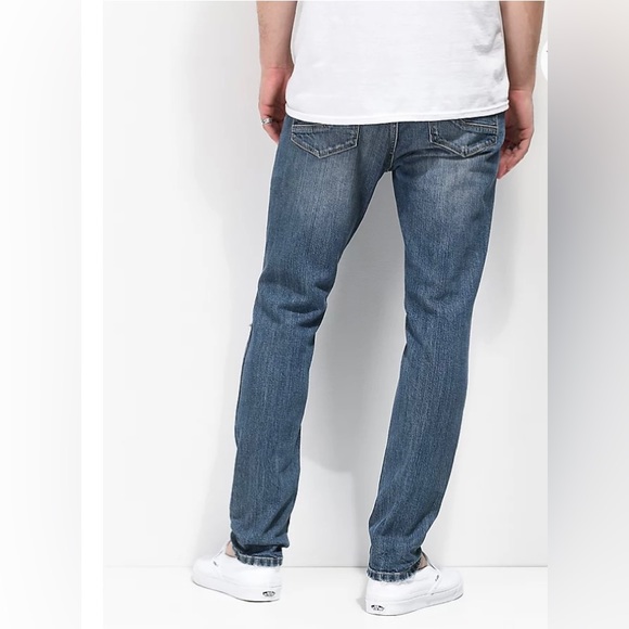 Men’s Empyre Verge Lap Blue Distressed Tapered Skinny Jeans - Picture 3 of 14